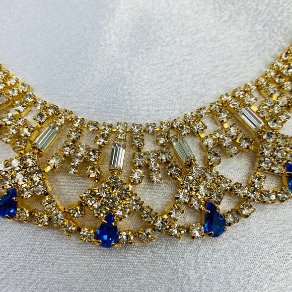 Shimmering BLUE ROYAL and CRYSTALS Necklace - Picture 2 of 3